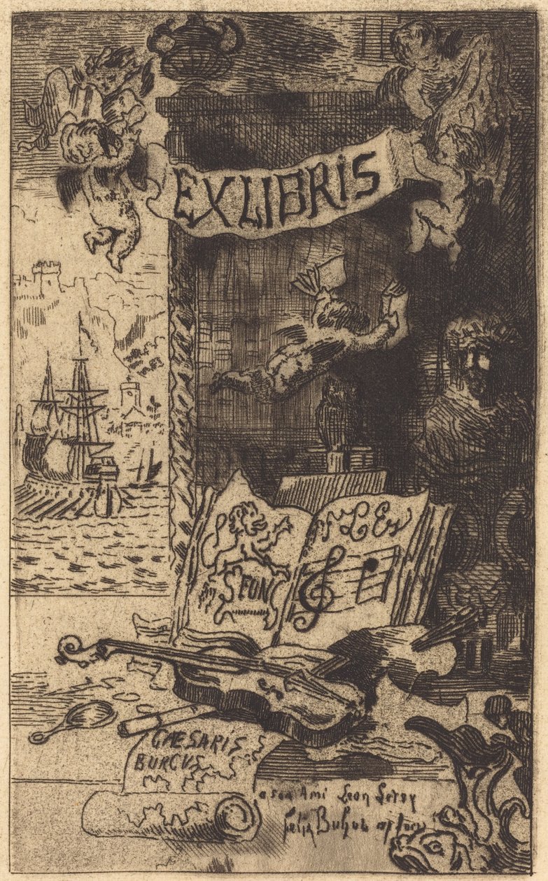 Ex-libris de Léon Lerey (Ex-libris av Leon Lerey) av Felix Hilaire Buhot