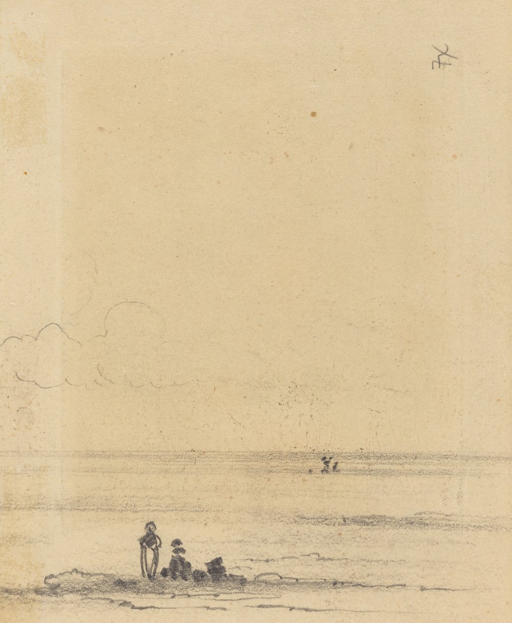 Figurer på en strand [verso], c. 1875. av Felix Hilaire Buhot