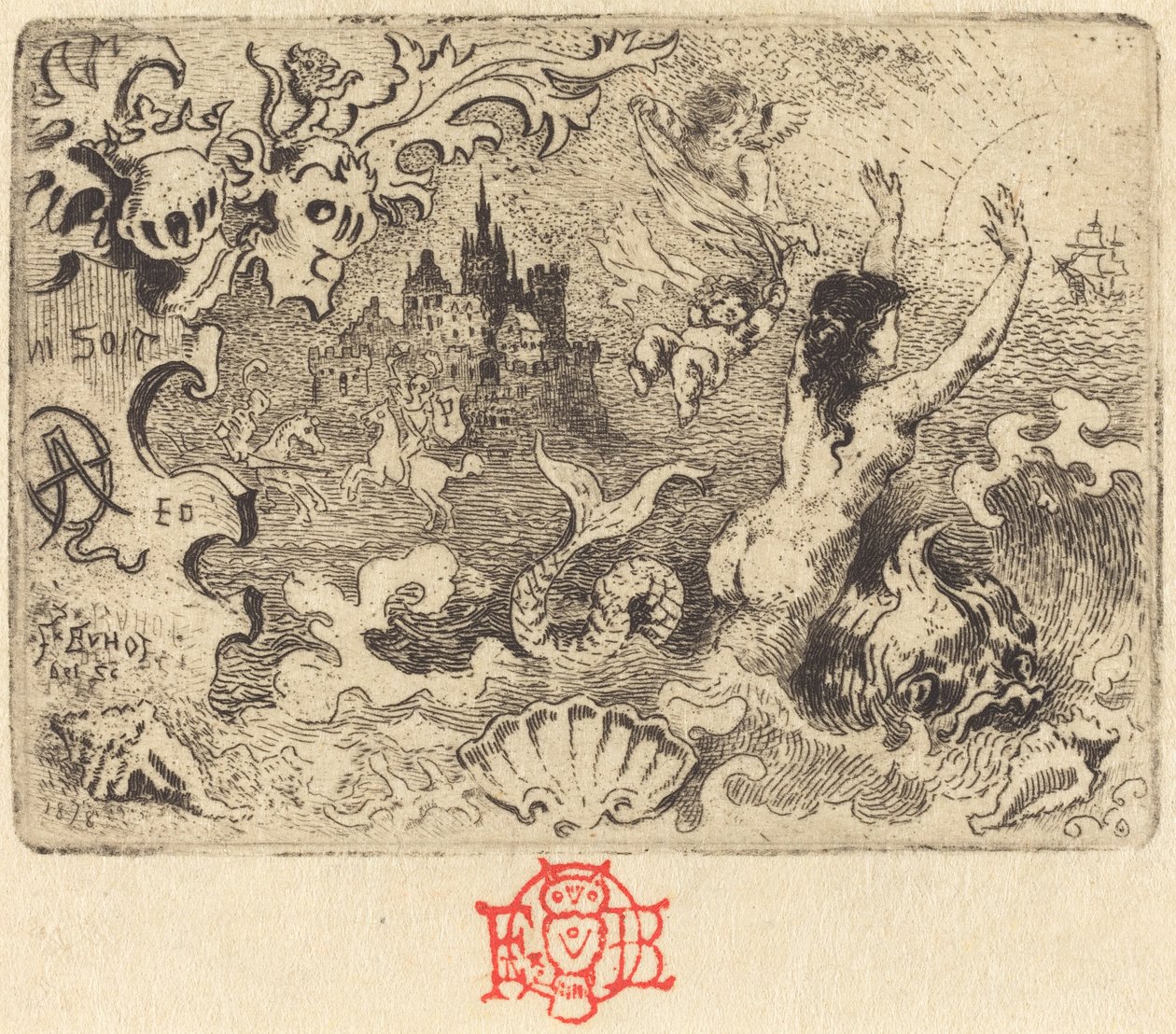 Jacques Cazottes "The Devil in Love" (andra vinjetten) av Felix Hilaire Buhot