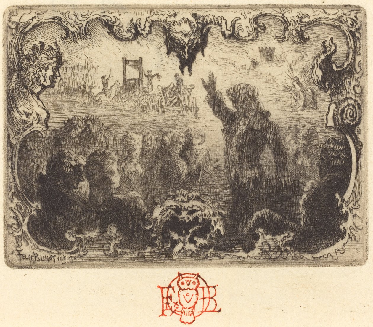 Jacques Cazottes "The Devil in Love" (3:e vinjetten) av Felix Hilaire Buhot