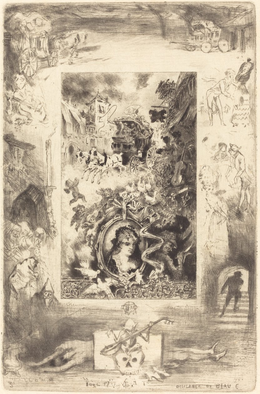 Diligensen från Beaucaire (Diligensen från Beaucaire) av Felix Hilaire Buhot