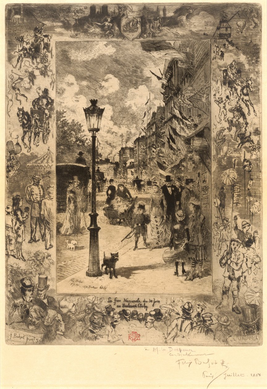 National helgdag på Boulevard Clichy National helgdag på Boulevard de Clichy, 1878. av Felix Hilaire Buhot