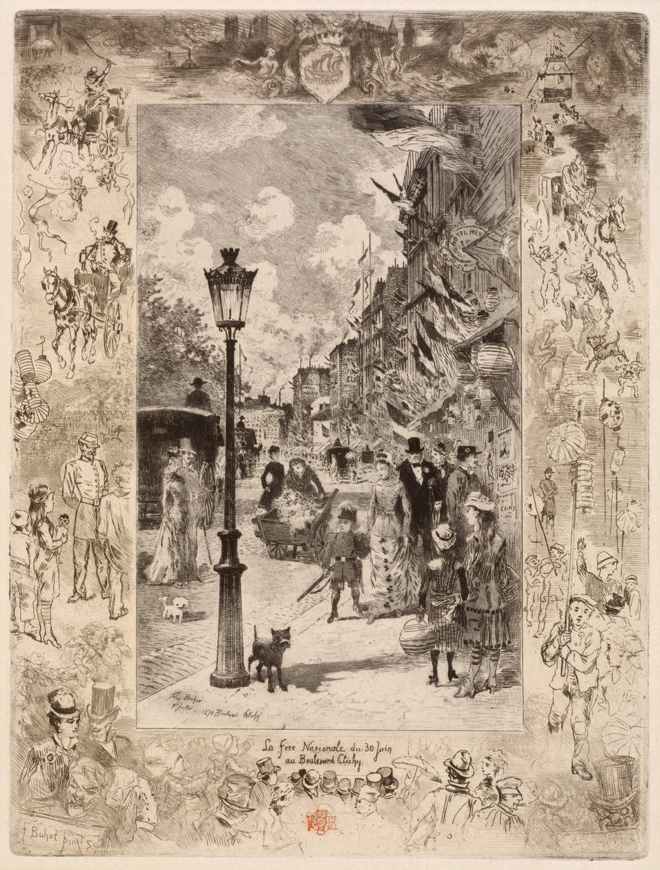 National helgdag på Boulevard Clichy National helgdag på Boulevard de Clichy, 1878. av Felix Hilaire Buhot