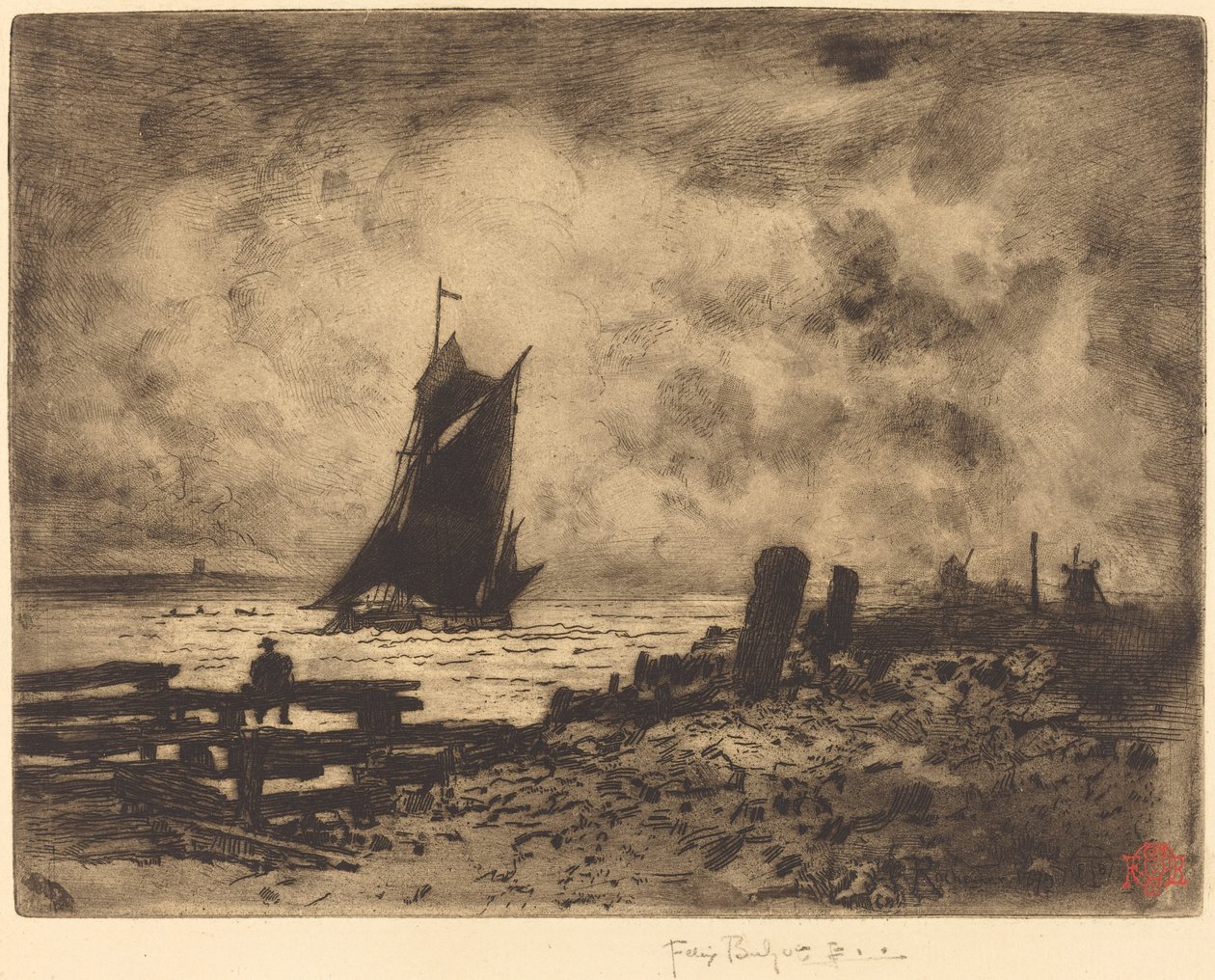 La Petite Marine - Souvenir of Medway, 1879. av Felix Hilaire Buhot