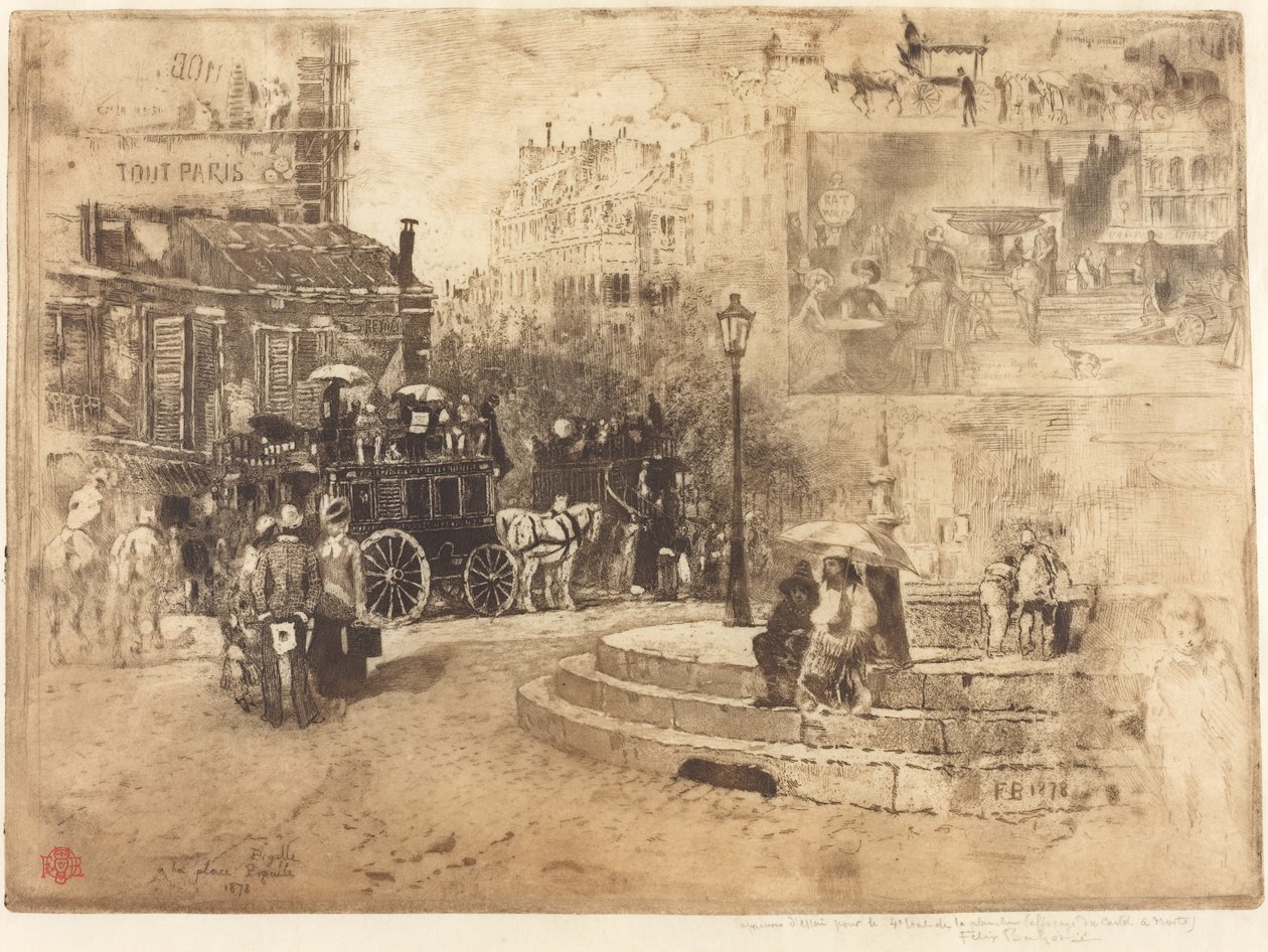 Place Pigalle 1878 (Place Pigalle 1878) av Felix Hilaire Buhot