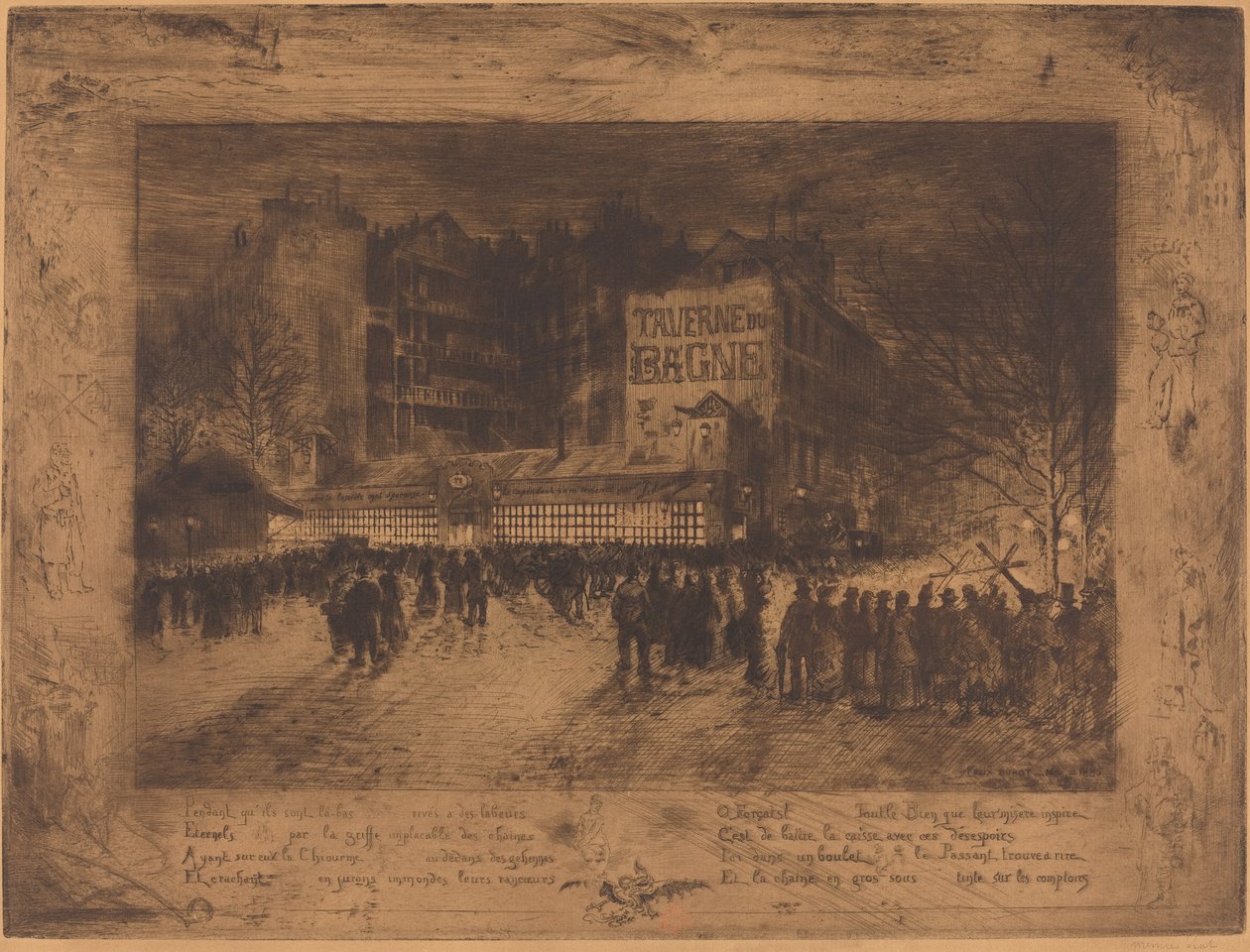 Place des Martyrs och Jailhouse Tavern av Felix Hilaire Buhot