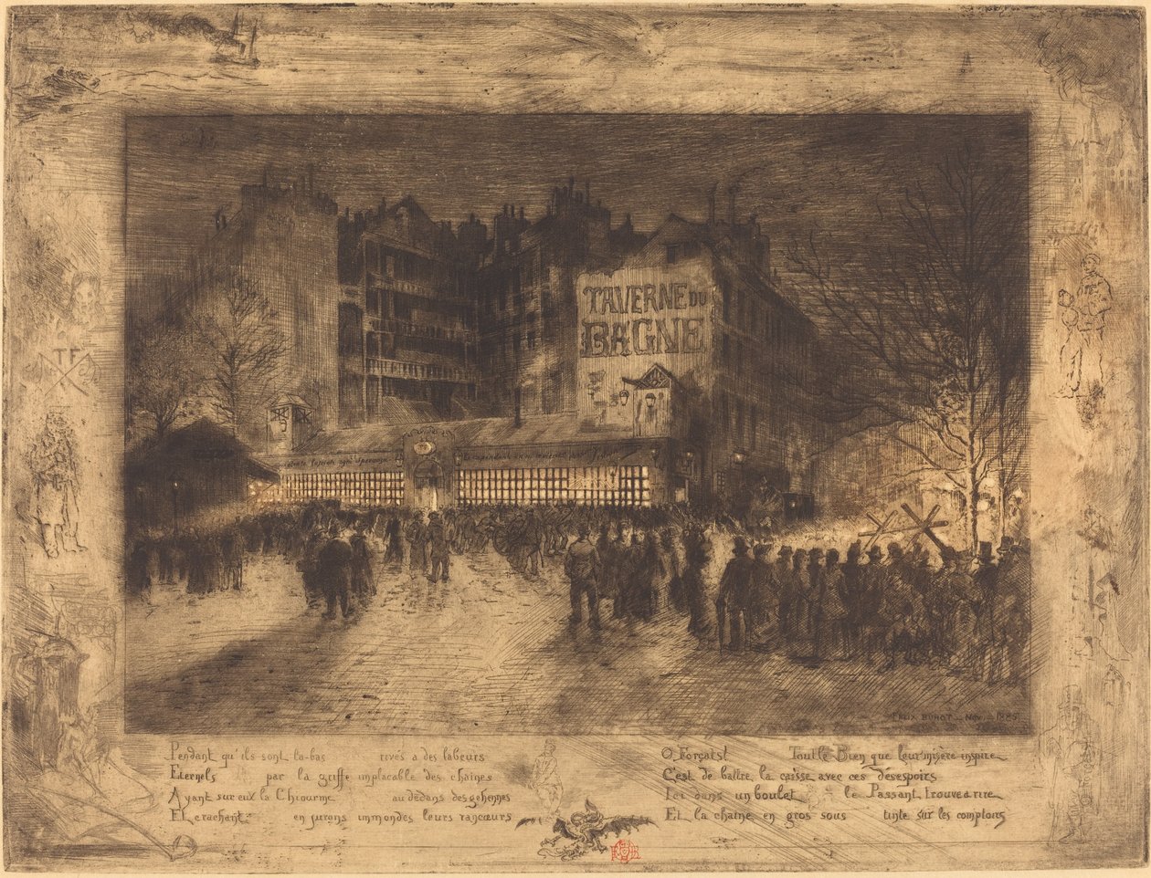 Place des Martyrs and the Jailhouse..., 1885. av Felix Hilaire Buhot