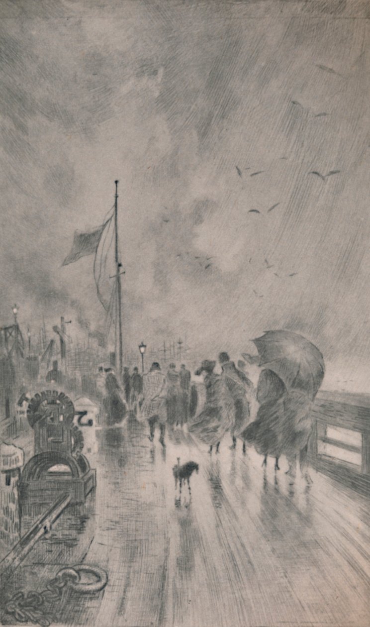 Landning i England, 1879, 1946 av Felix Hilaire Buhot