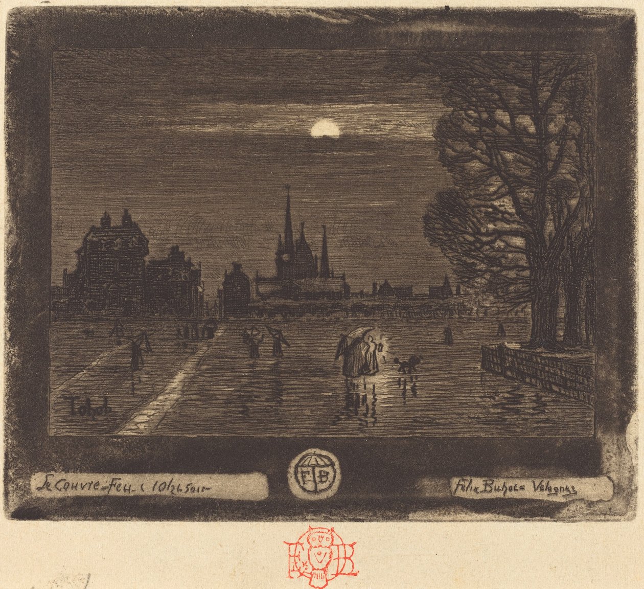 Utgångsförbud Utgångsförbudet [recto], 18741875. av Felix Hilaire Buhot