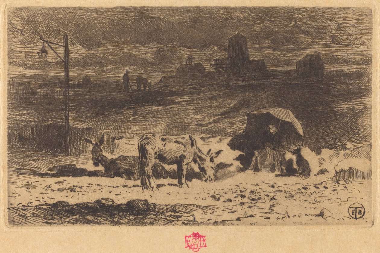 Åsnor vid La Butte-aux-Cailles av Felix Hilaire Buhot