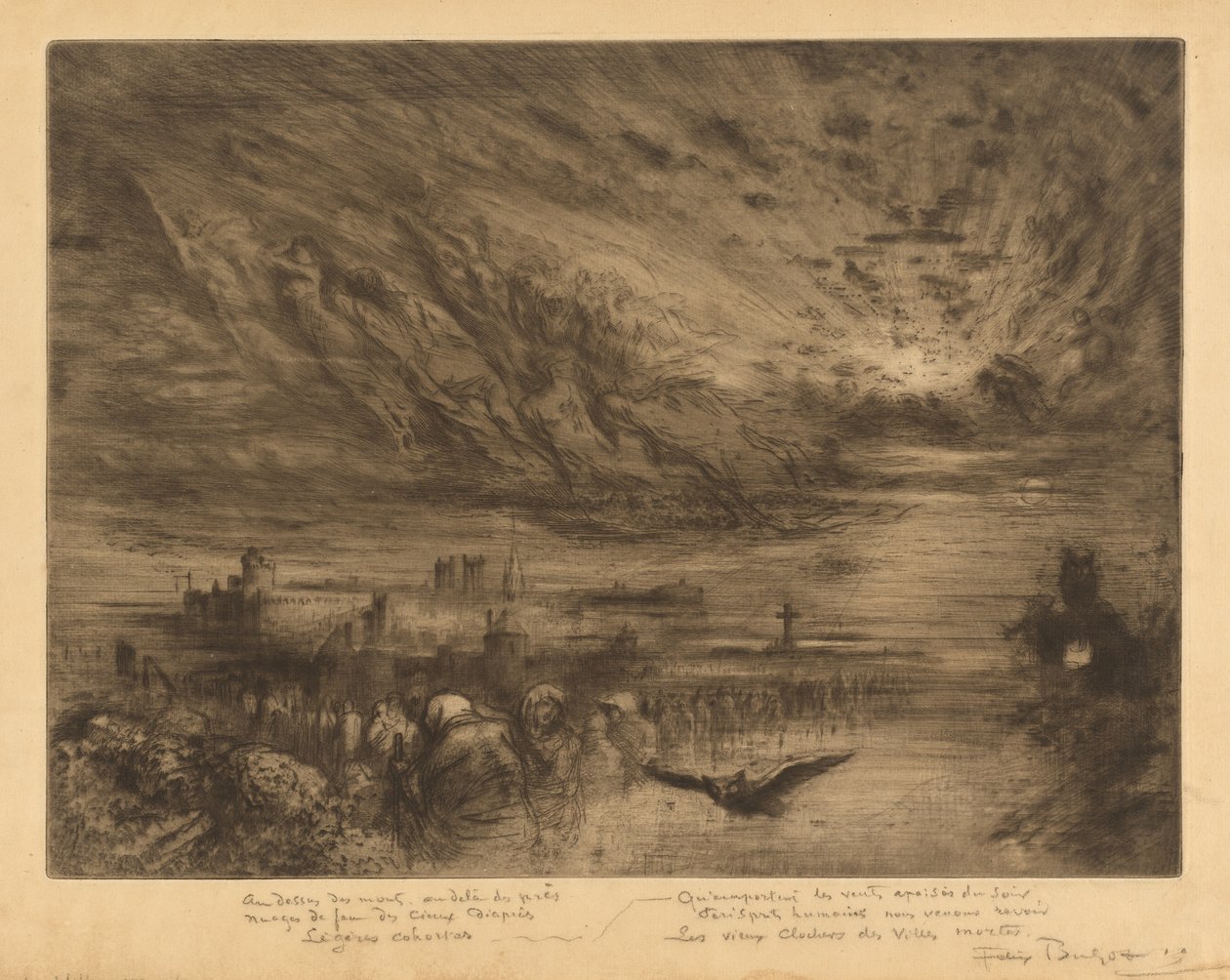 Les Esprits des Villes Mortes Andar från de dödas städer, 1885. av Felix Hilaire Buhot