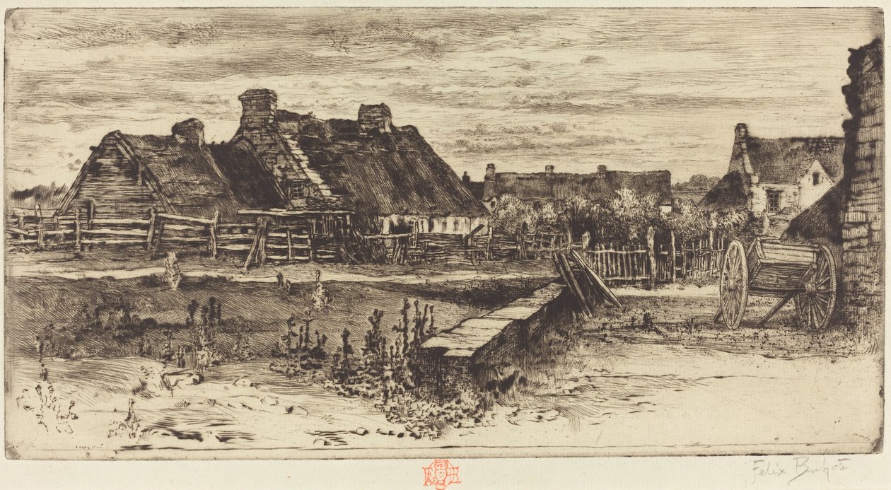 De stora stugorna, 1881. av Felix Hilaire Buhot