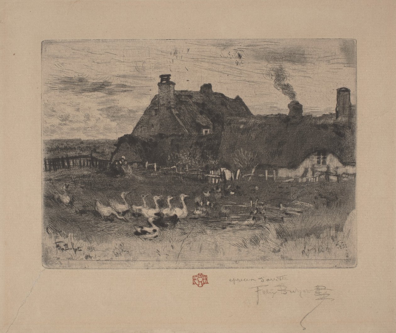 De små stugorna, 1878. av Felix Hilaire Buhot