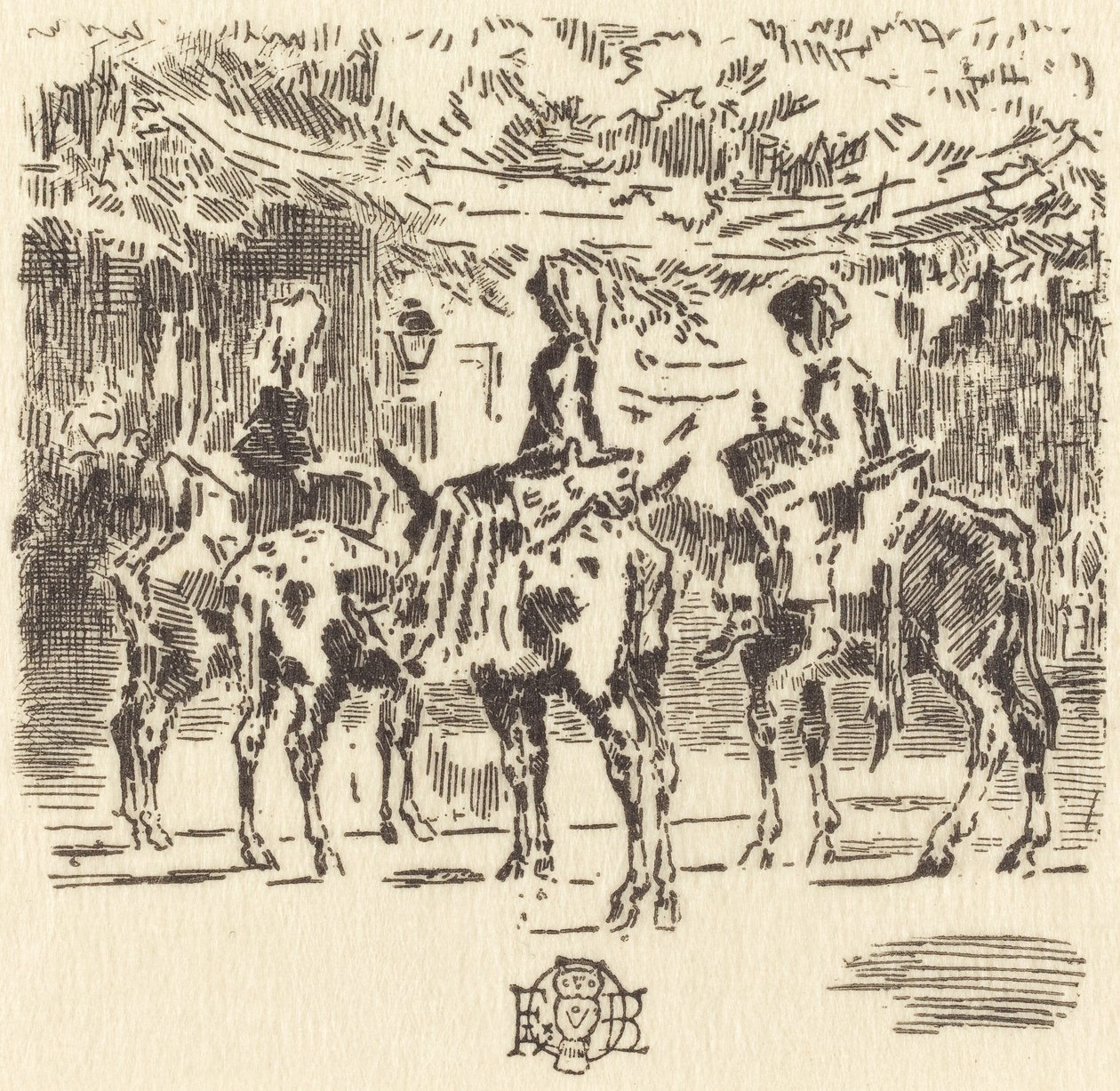 Luchons små åsnor, 1873. av Felix Hilaire Buhot