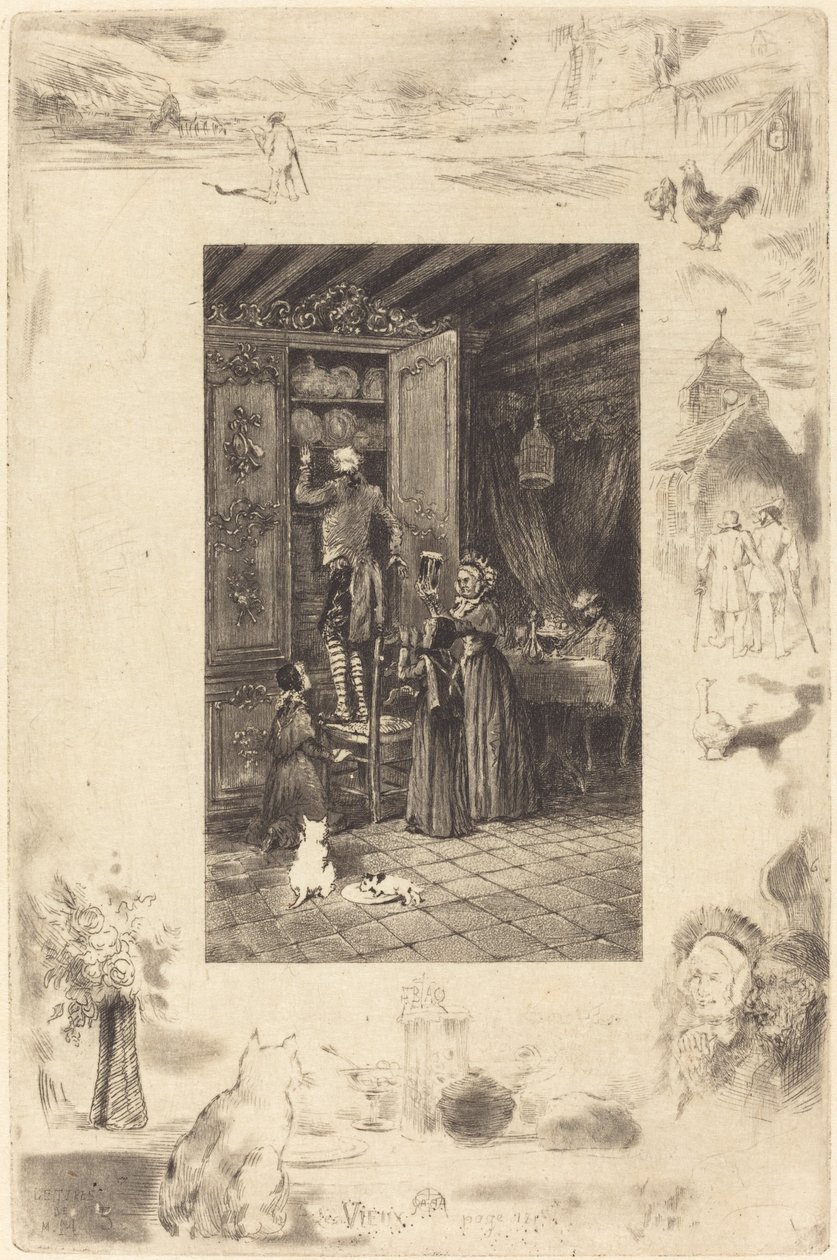 De gamla De äldre, ca. 1885. av Felix Hilaire Buhot
