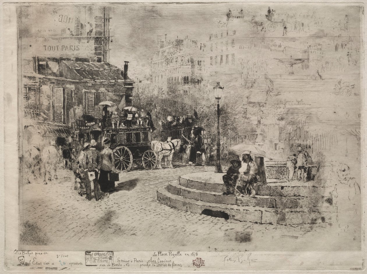 Place Pigalle 1878, 1878. av Felix Hilaire Buhot