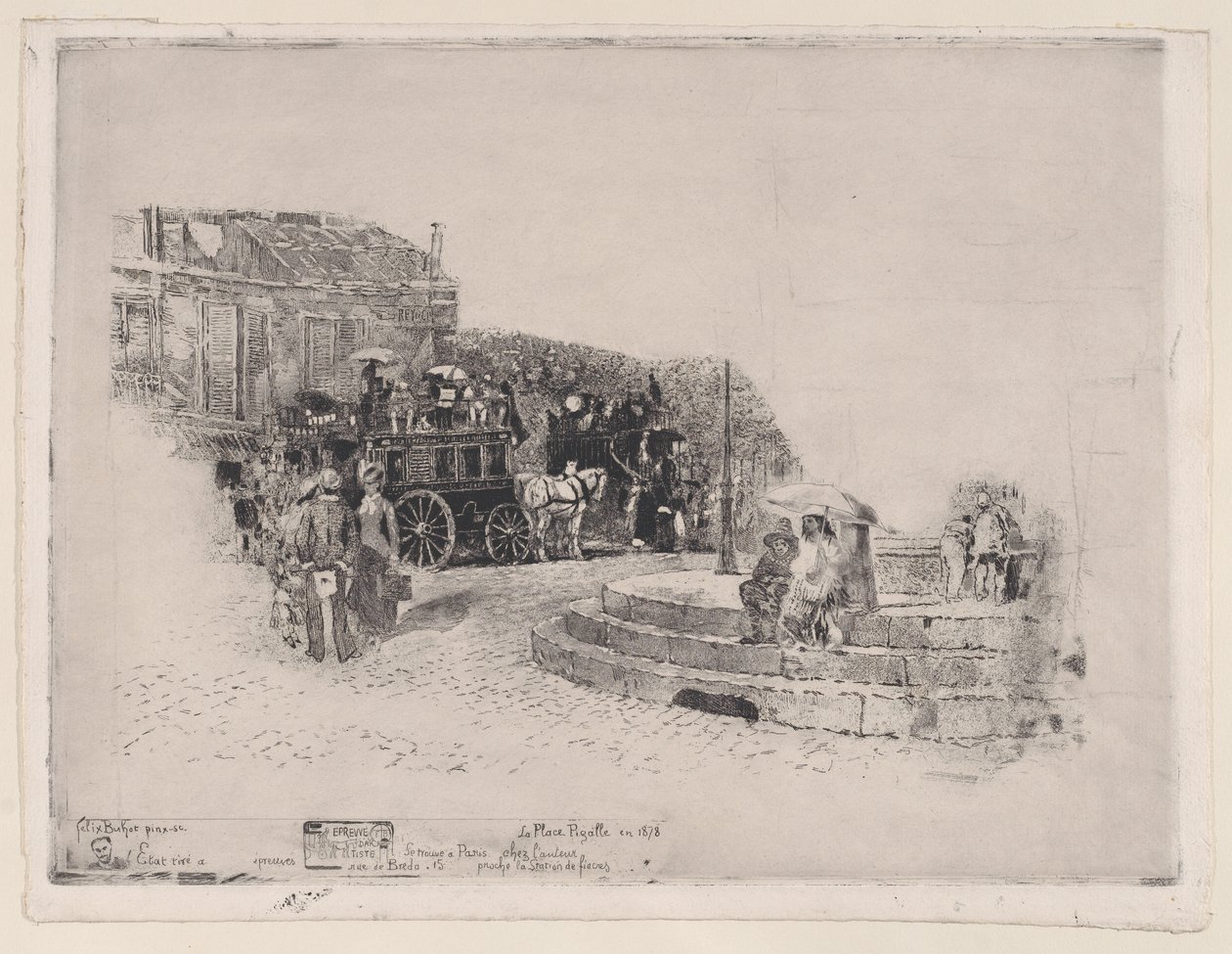 Place Pigalle 1878, 1878-98. av Felix Hilaire Buhot