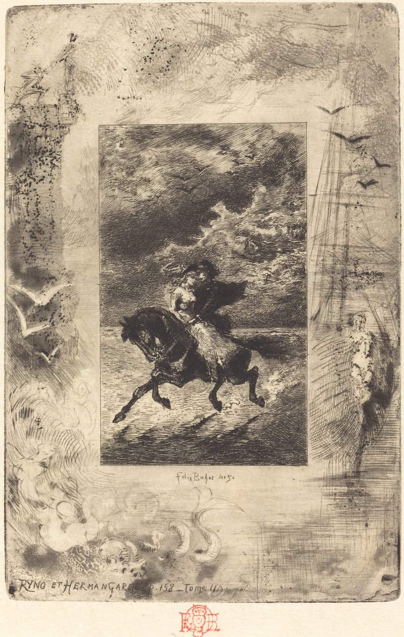 Ryno och Hermangarde av Felix Hilaire Buhot