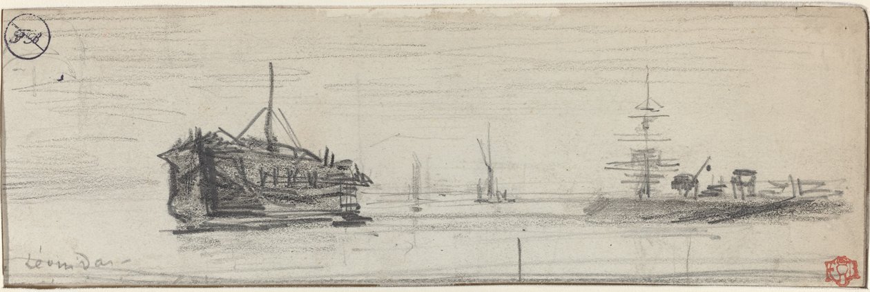 Frakt i Londons hamn [recto] av Felix Hilaire Buhot