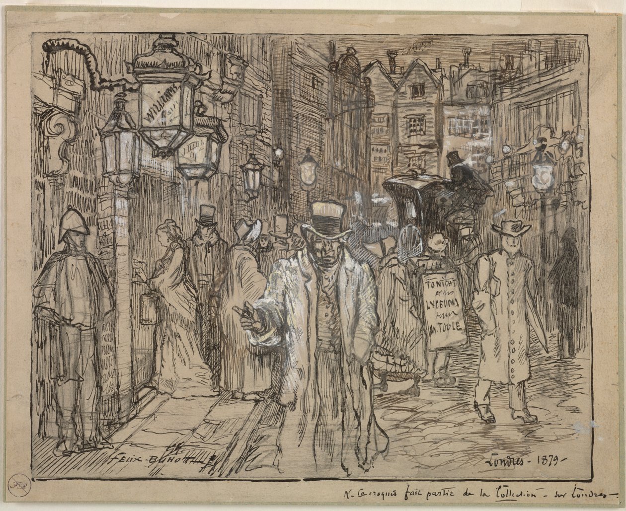 Gatubild i London av Felix Hilaire Buhot