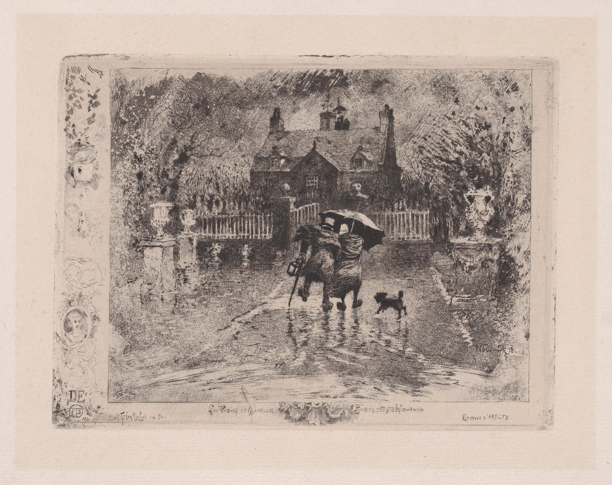 Lantgrannarna Lantliga grannar, 1860-98. av Felix Hilaire Buhot