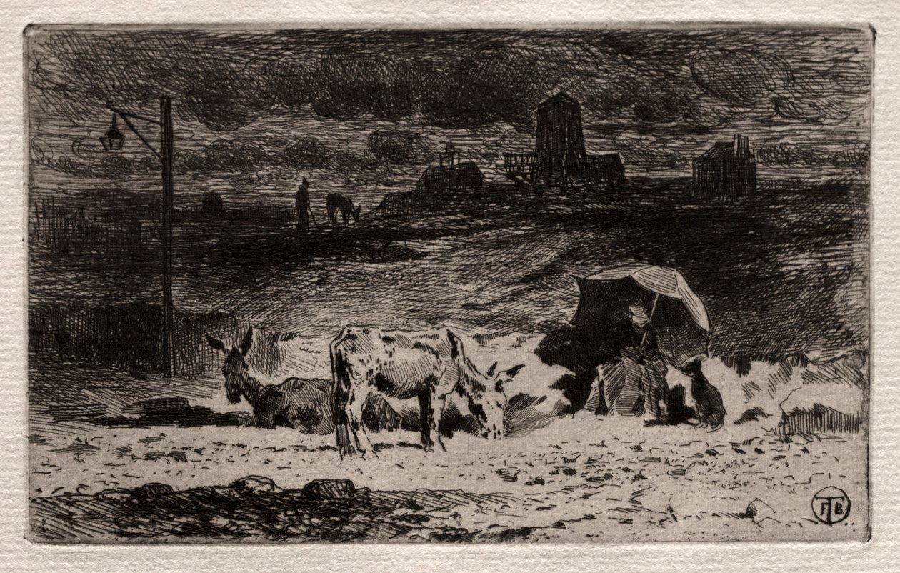 Åsnorna vid Cailles kulle, ca. 1875. av Felix Hilaire Buhot