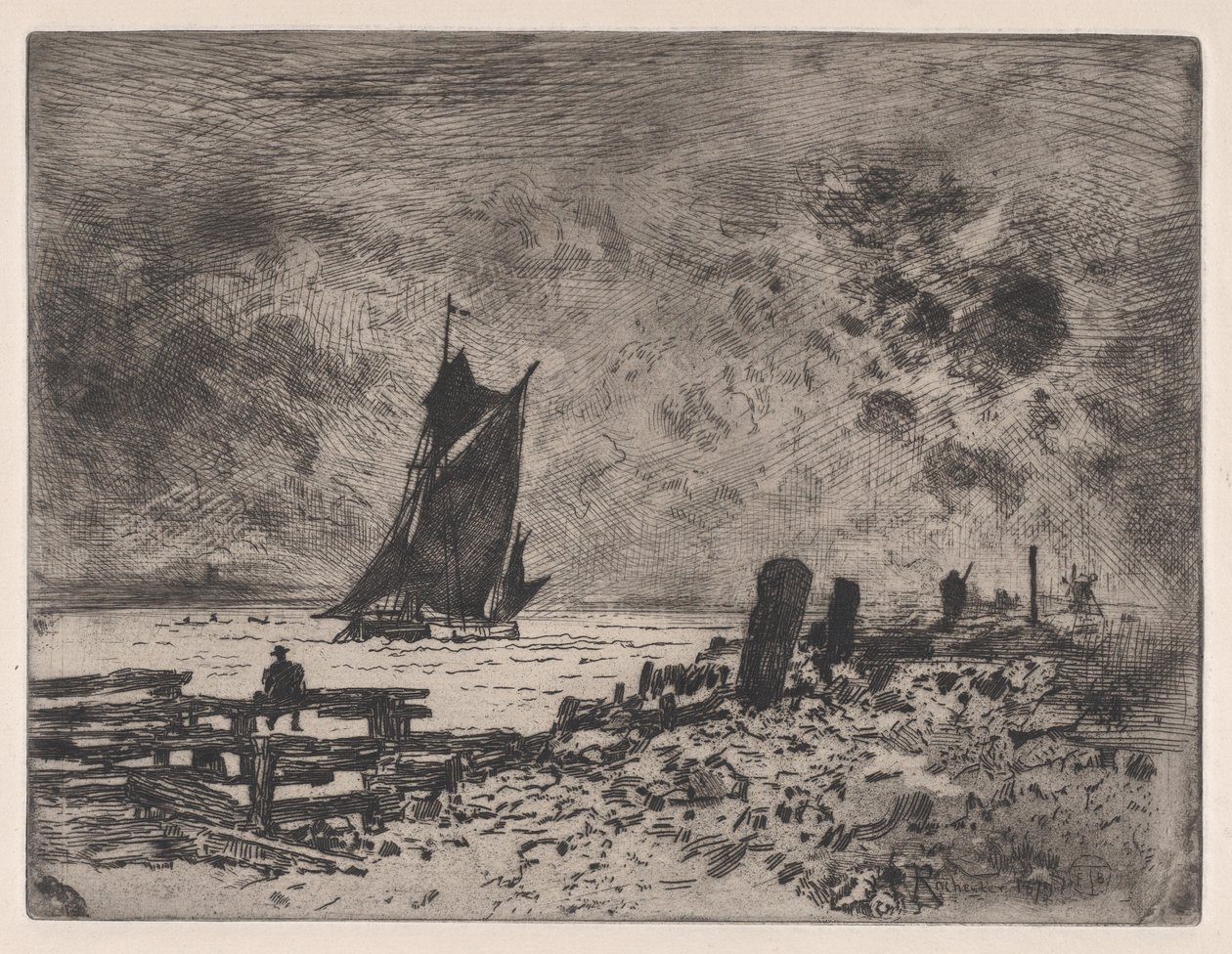 The Little Marine - Souvenir of Medway, 1879. av Felix Hilaire Buhot