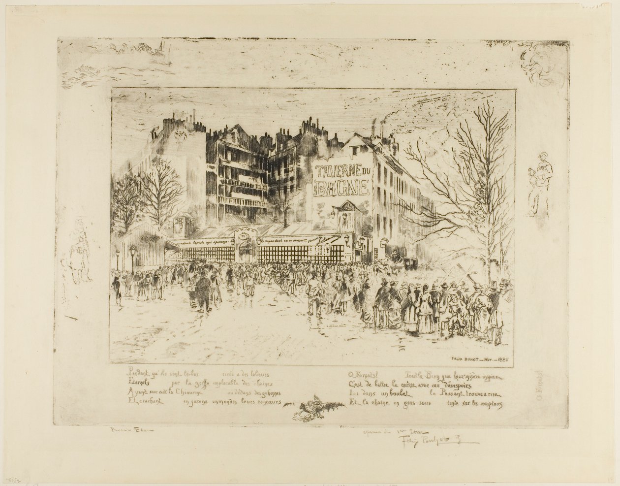 Place des Martyrs och Jailhouse Tavern av Felix Hilaire Buhot