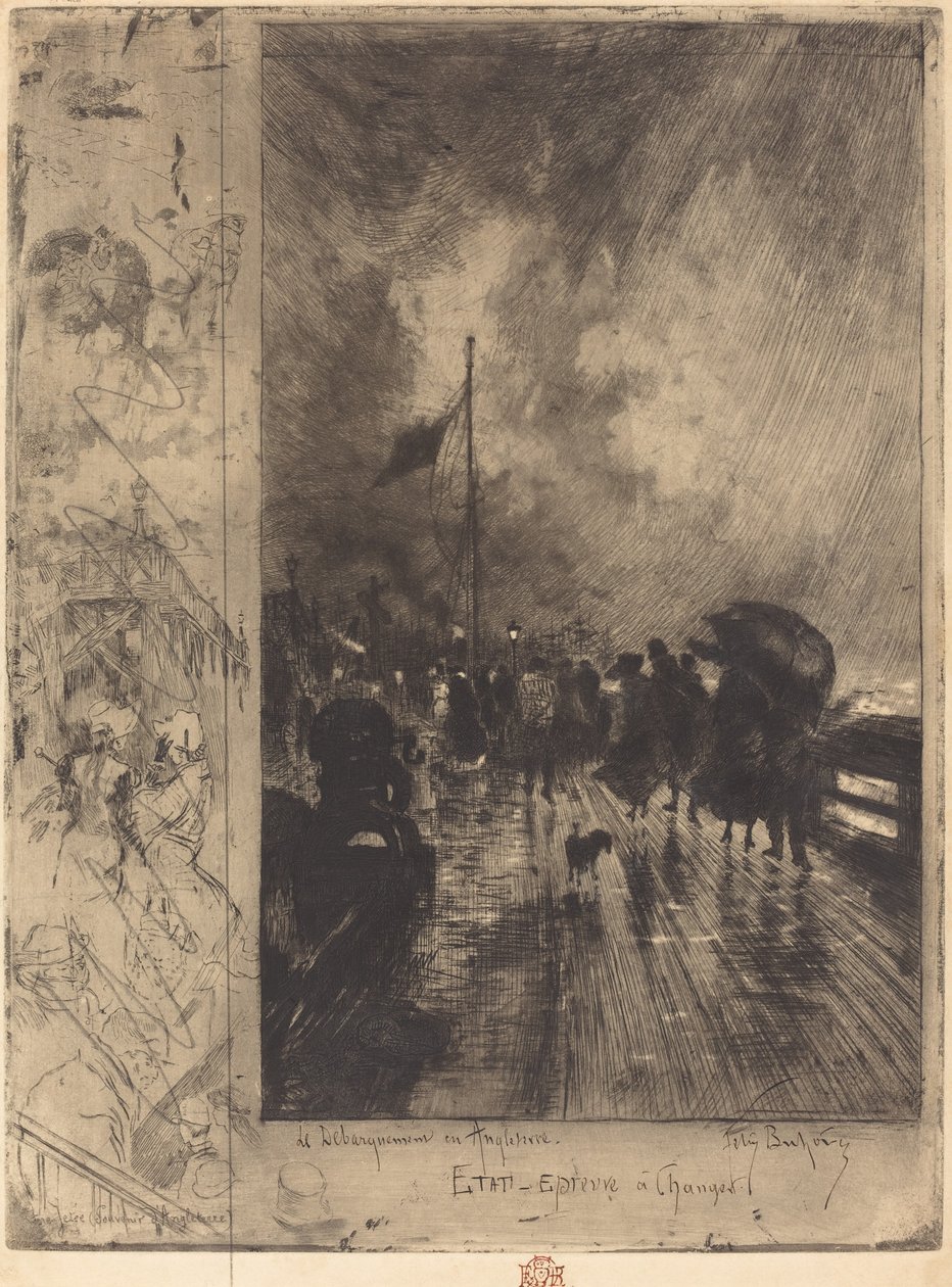 En landning i England Landning i England, 1879. av Felix Hilaire Buhot