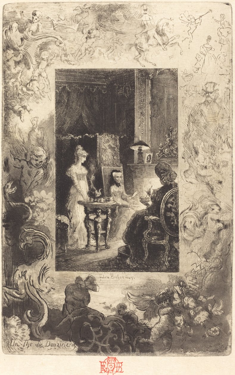 Äkarnas Tea Party av Felix Hilaire Buhot