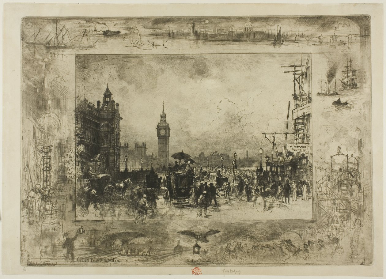 Westminster klocktorn av Felix Hilaire Buhot