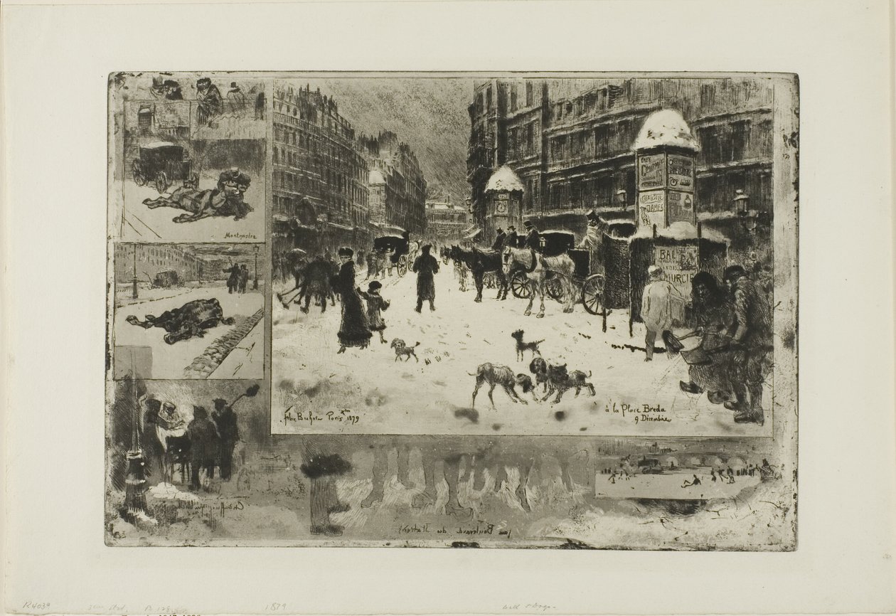 Vinter i Paris av Felix Hilaire Buhot