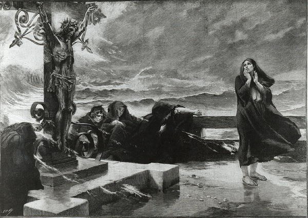 The Sign (gravyr) (s/v foto) av Felix Hippolyte Lanoue