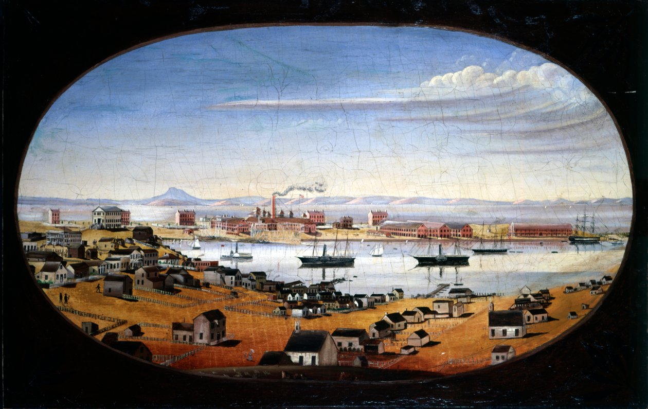 US Navy Yard, Mare Island, Kalifornien, ca 1857 av Felix Mathews