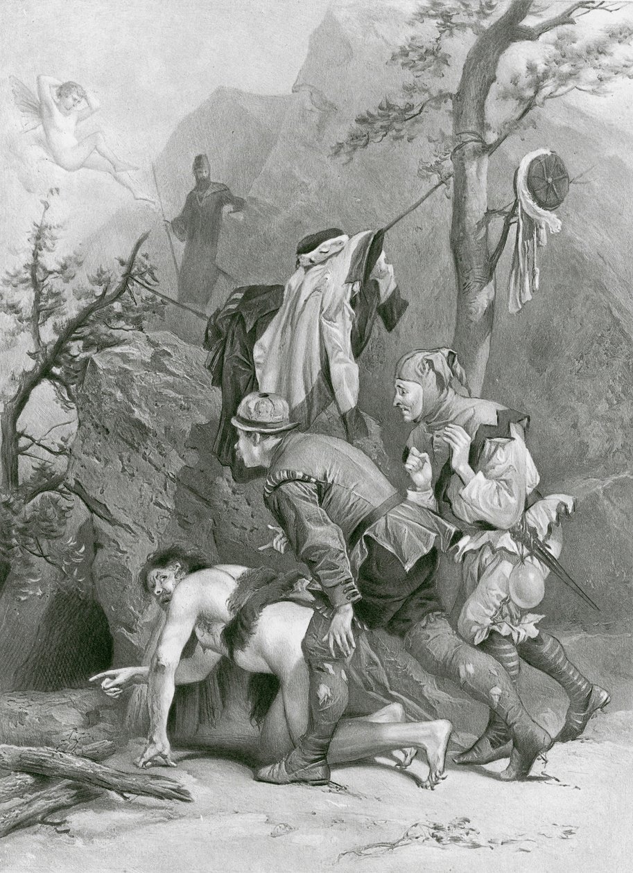 Stormen. Akt IV, scen I (gravyr) av Felix Octavius Carr (after) Darley