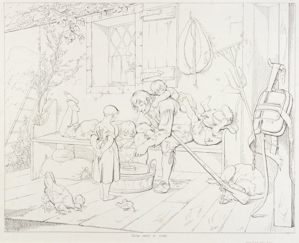(Rip Van Winkle, illustration) Rip roar barn av Felix Octavius Carr Darley