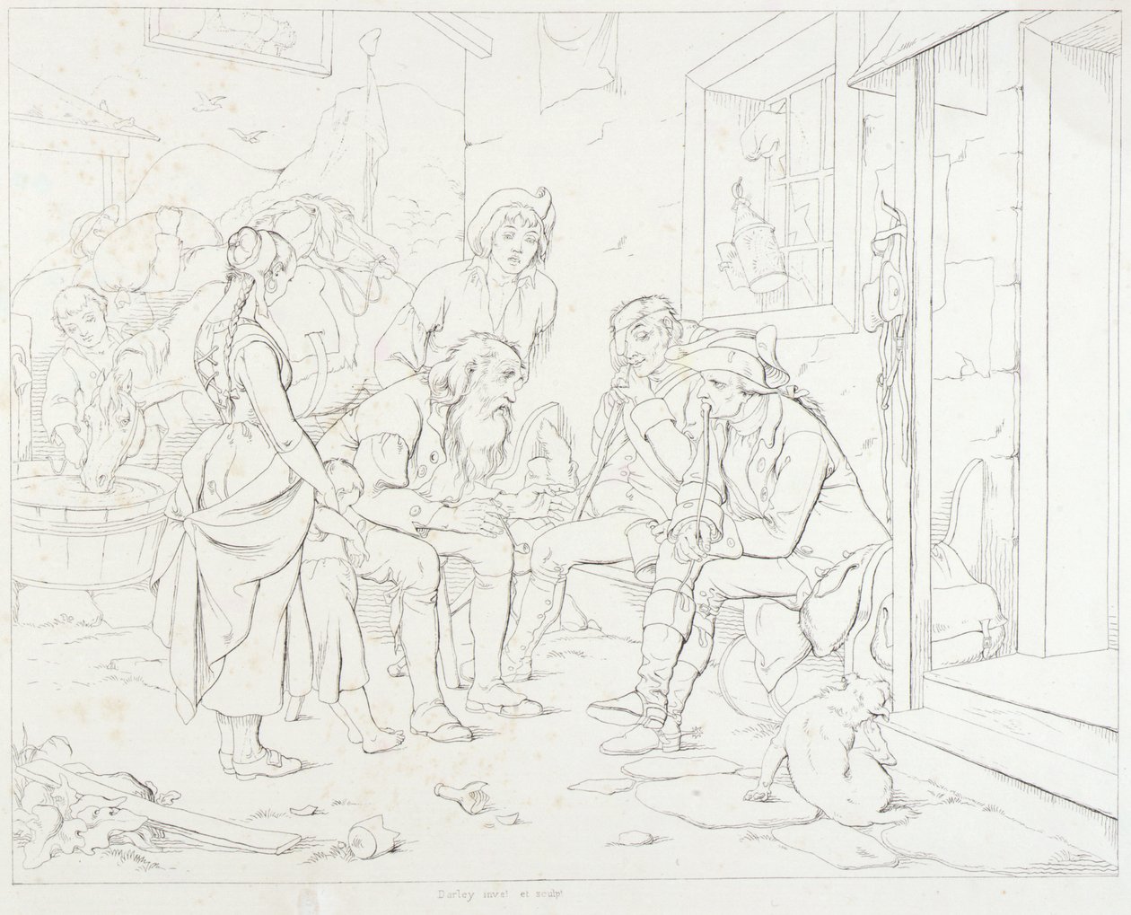 (Rip Van Winkle, illustration) Rip berättar sin fantastiska historia av Felix Octavius Carr Darley