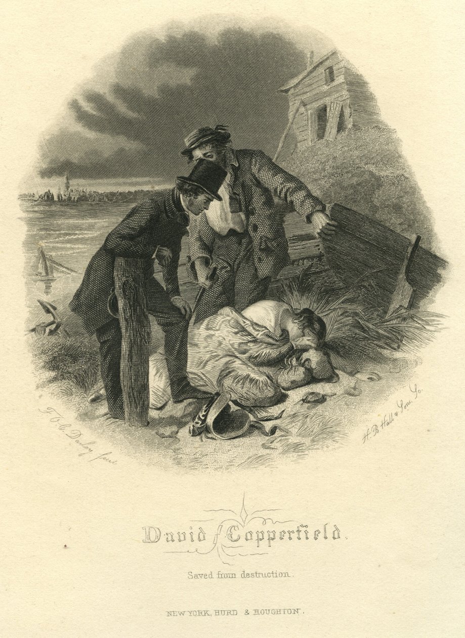 David Copperfield: Saved From Destruction, graverad av H.B. Hall och söner, 1867 av Felix Octavius Carr Darley