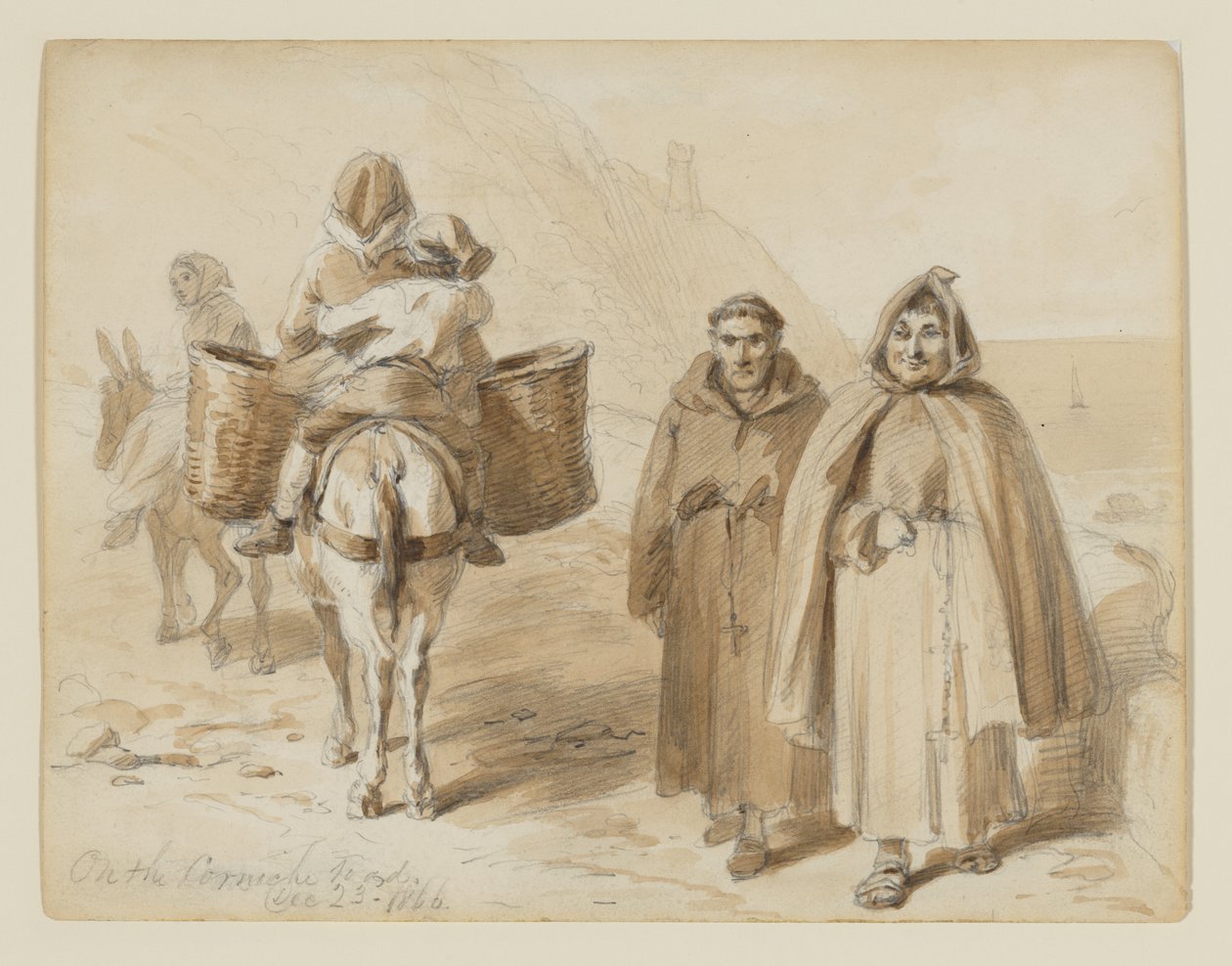 "På Cornichevägen", en tidig idé till "Skisser utomlands med penna och blyerts" av Felix Octavius Carr Darley
