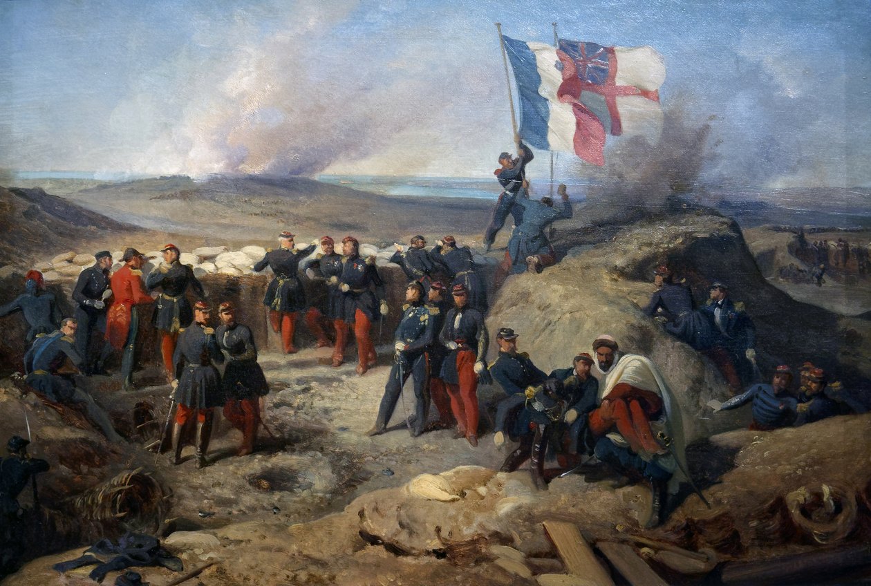 Marskalk Aimable Pelissier och hans stab vid Sebastopol den 8 september 1855, ca 1856-71 (olja på papper, maroufle på duk) av Felix Philippoteaux