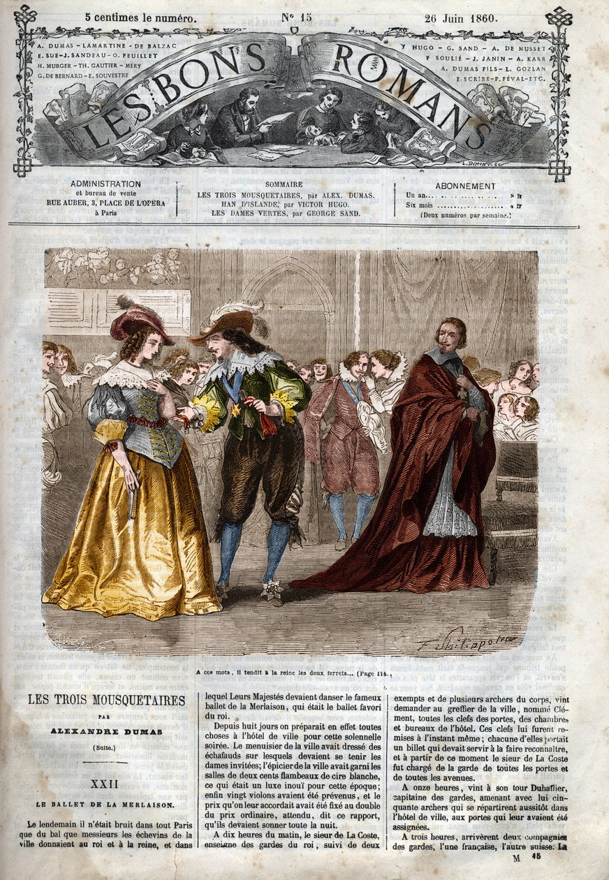 Romersk följetong: "De tre musketörerna" av Alexandre Dumas (1802-1870) Illustration av kapitel XXII i "De goda romanerna" av Felix Philippoteaux