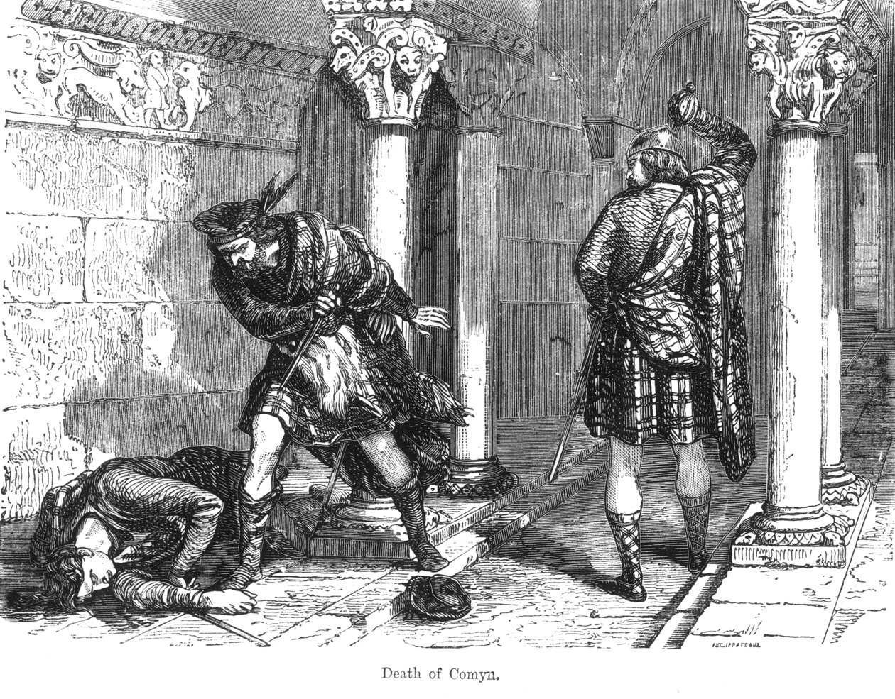 John Comyn, den yngres död (d.1306) av Felix Philippoteaux