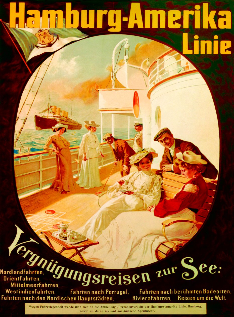 "Pleasure Cruise on the Sea", affisch som annonserar Hamburg American Line, 1904 av Felix Schwormstadt