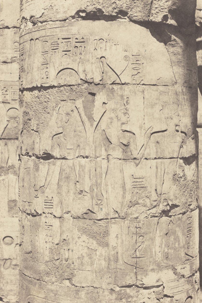 Karnak (Thebe), palats--Hypostyle Hall--Central Columnade--Dekoration av en Fut,1853 (foto) av Félix Teynard