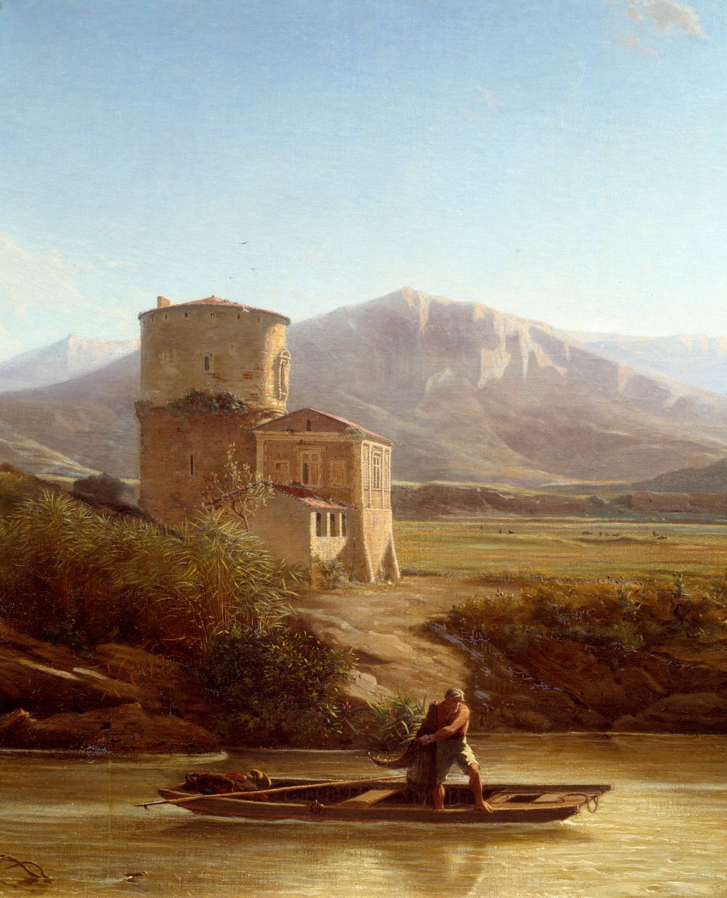 En fiskare på stranden av Tibern i Italien Detalj. Målning av Felix Thomas (1815-1875) 1864 Nantes, Musee des Beaux Arts av Felix Thomas