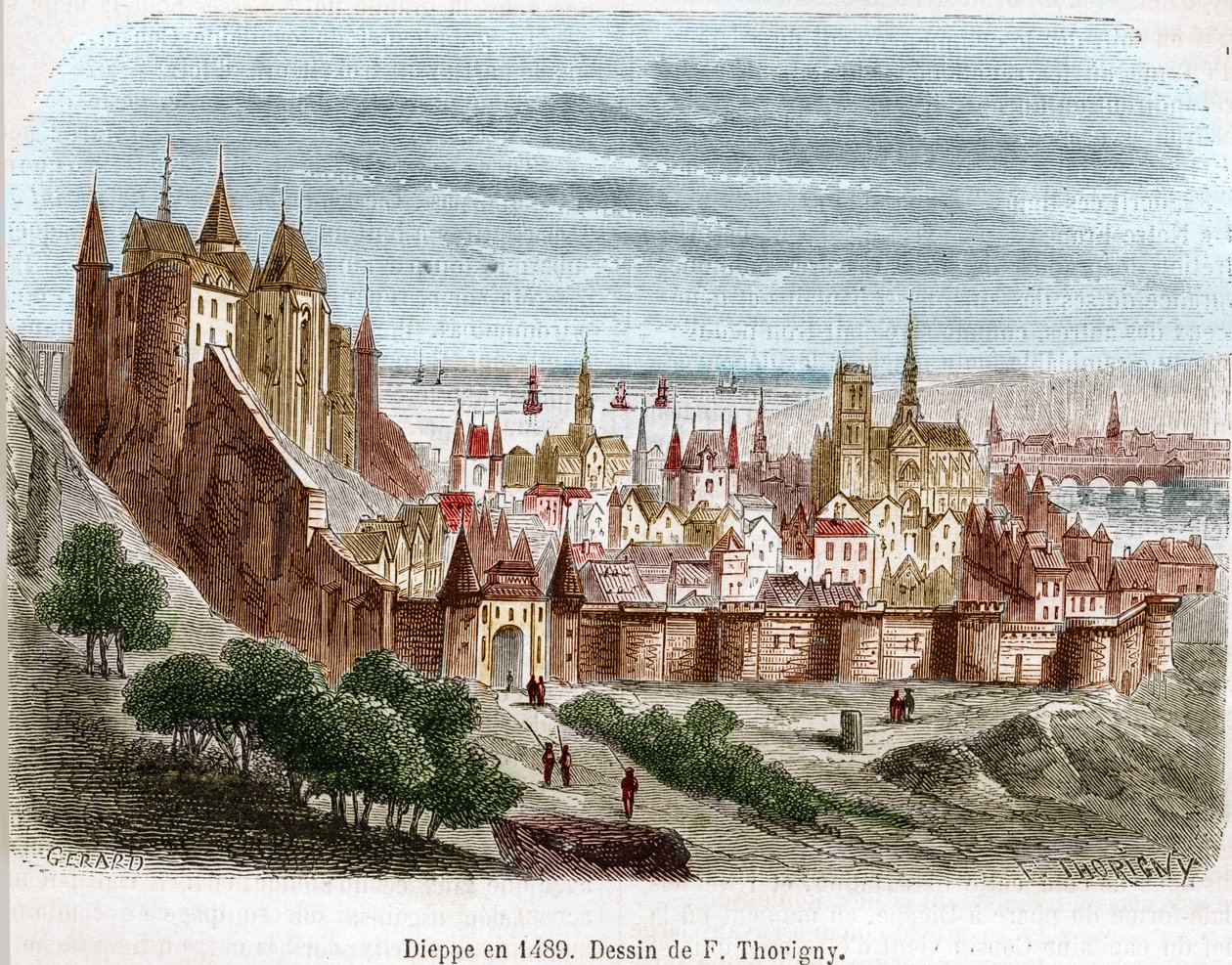 Staden Dieppe med dess slott (Seine Maritime) (76) i Normandie 1489. av Felix Thorigny