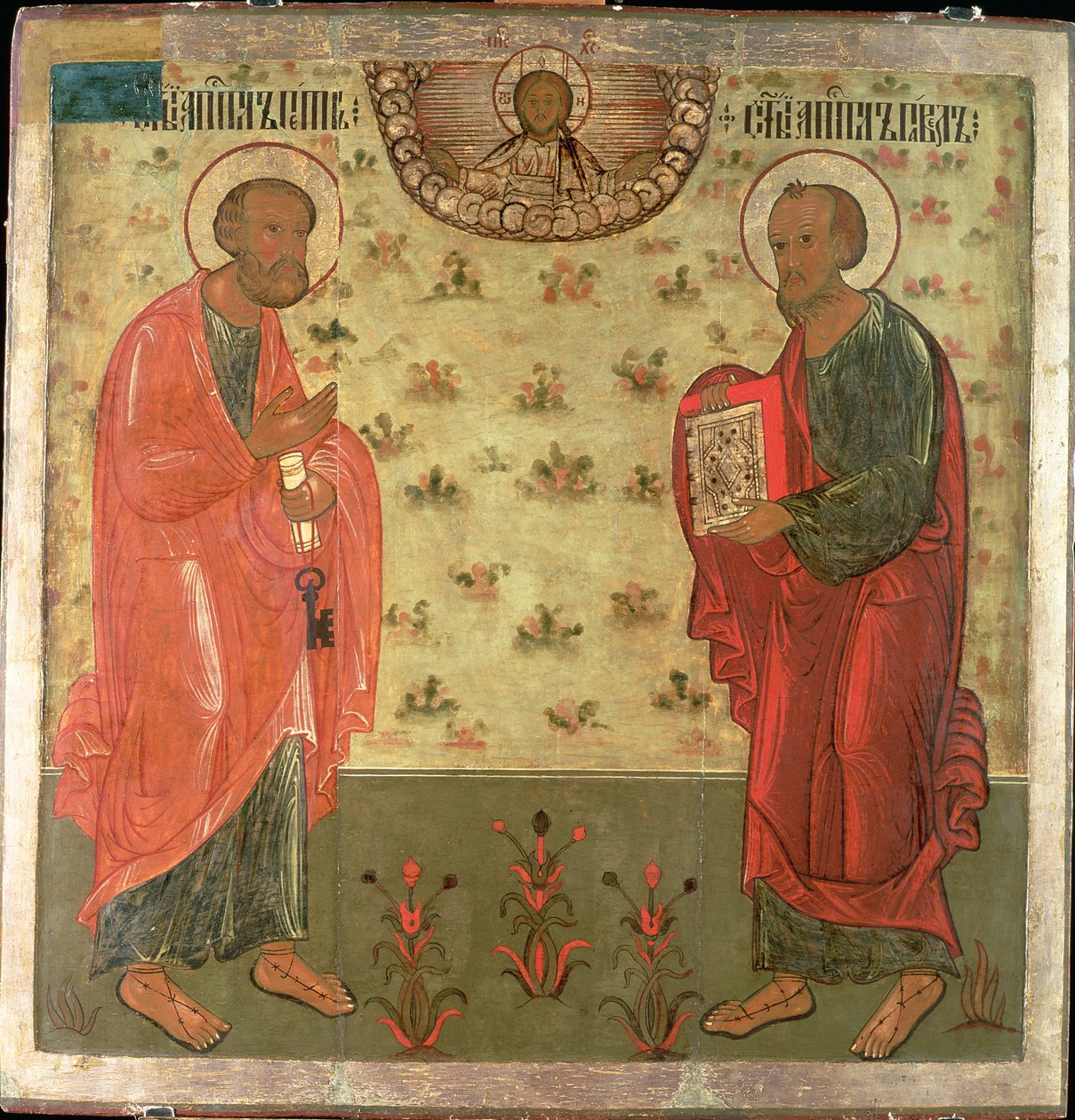 Apostlarna Petrus och Paulus, 1708 (tempera på gesso) av Feoktist Klimentov