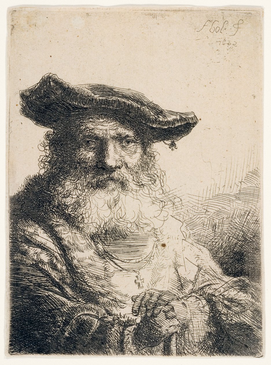 Gammal man med flödande skägg, 1642 av Ferdinand Bol