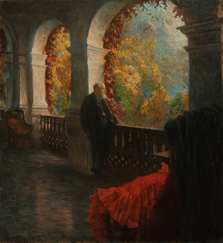  Der Chirurg Theodor Billroth auf seiner Terrasse in Sankt GilgenWolfgangsee av Ferdinand Dorsch