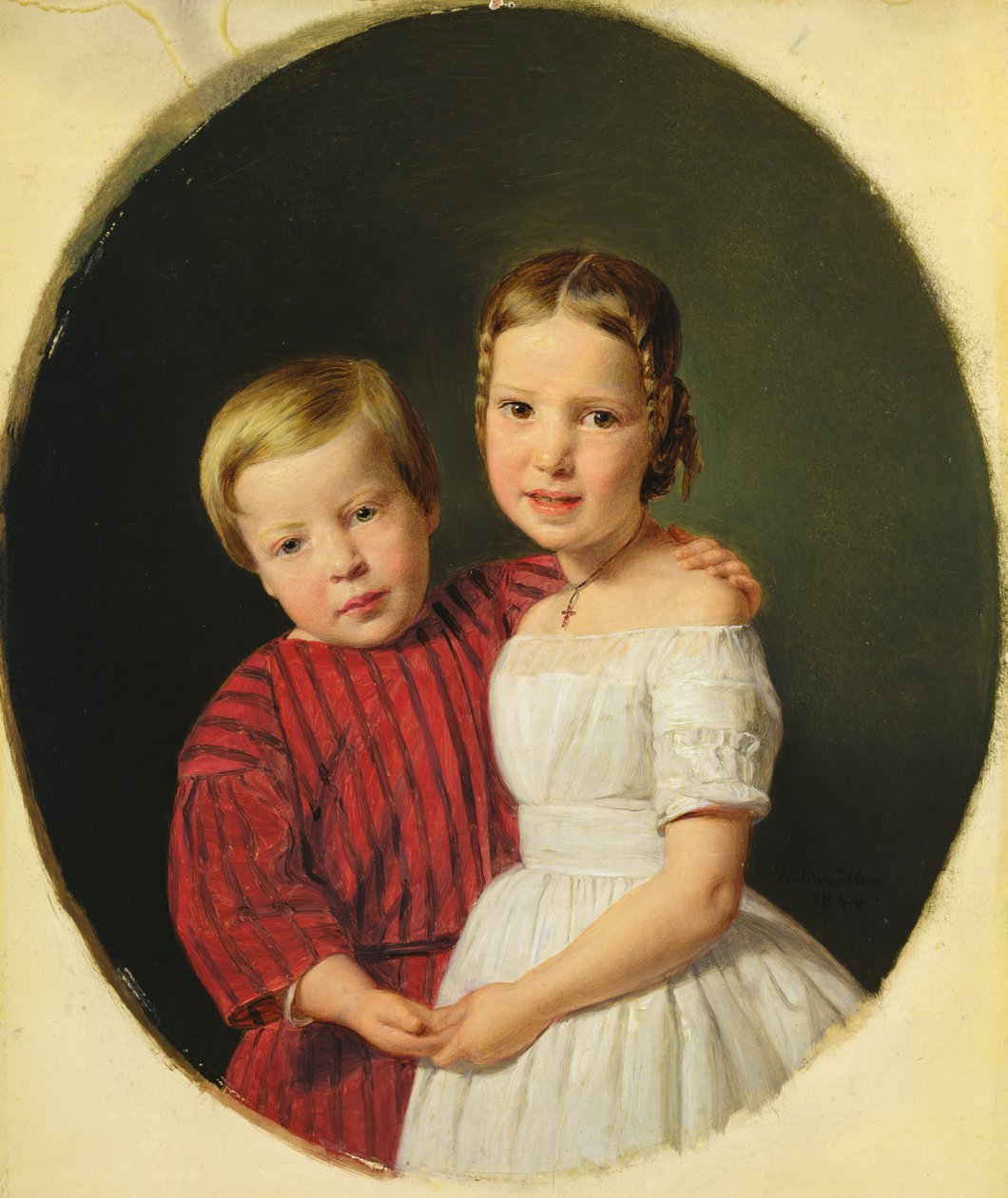 Porträtt av två barn, 1844 av Ferdinand Georg Waldmuller